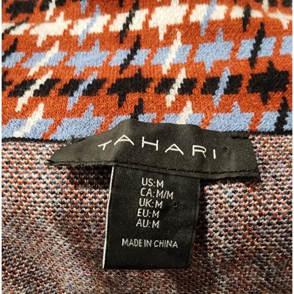 Tahari Houndstooth Open Cardigan Sweater Blazer M Perfect w/ High Waisted Pants - Picture 8 of 16